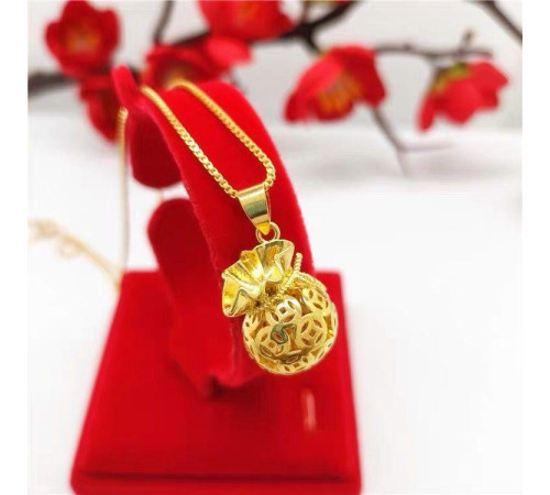 Золота підвіска Мішок Багатства з конюшиною містичним вузлом для удачі та процвітання