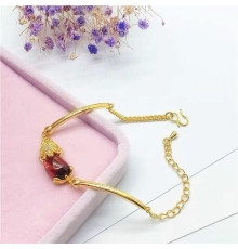 Золотий Браслет Пі Яо з аметистом для Великого Багатства Процвітання, Захисту та Ізобілі