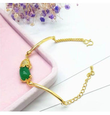 Золотий Браслет Пі Яо з нефритом для Великого Багатства Процвітання, Захист і Здоров'я