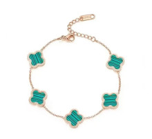 Золотий браслет Чотирилистий конюшиний з зеленим малахітом Van Cleef для удачі, успіху, здоров'я й грошей