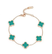 Золотий браслет Чотирилистий конюшиний з зеленим малахітом Van Cleef для удачі, успіху, здоров'я й грошей