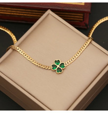 Позолочена підвіска Чотирилиста конюшина із зеленим турмаліном на велике удачу та здоров'я