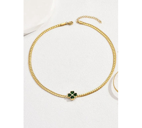 Позолочена підвіска Чотирилиста конюшина із зеленим турмаліном на велике удачу та здоров'я