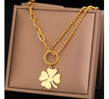 Золота підвіска Чокер Чотирилистий конюшина на удачу та здоров'я