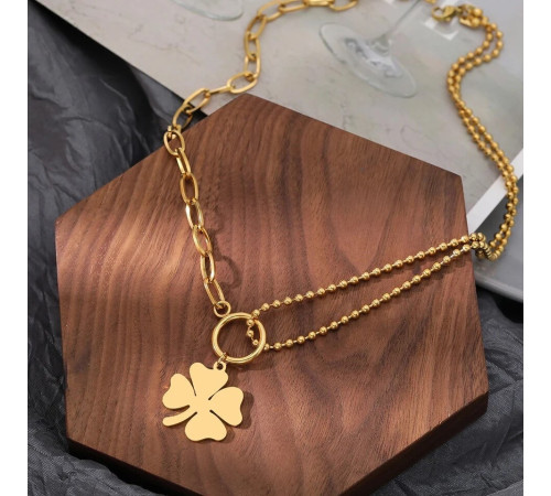Золота підвіска Чокер Чотирилистий конюшина на удачу та здоров'я