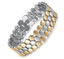 Турмаліновий магнітний браслет для здоров'я, нормалізація тиску та імунітет 4в1 позолота 18 каратів