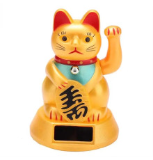 Кіт Багатства Манекі Золотий — Неко на сонячній батареї 13 см принесе вам здоров'я, щастя й багатство