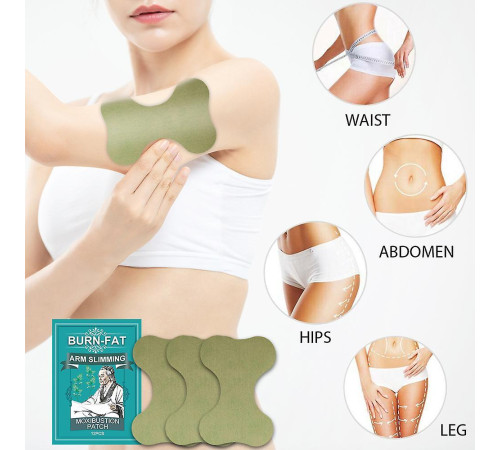 Пластир турмаліновий для спалювання жиру та зниження ваги живота, ніг, рук 12 шт.