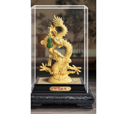 Золотий Містичний Фантастичний Небесний Дракон із нефритовим гарбузом Ву-Лу для Багатства та Здоров'я 27 см