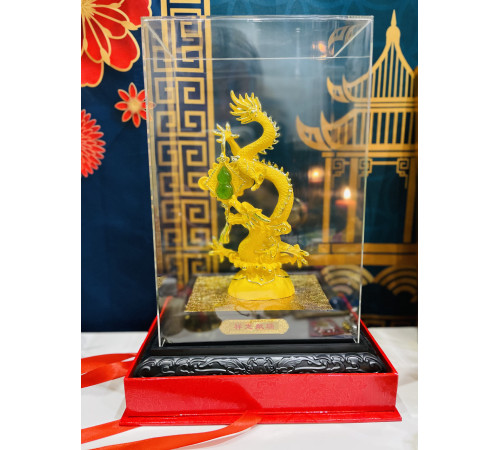 Золотий Містичний Фантастичний Небесний Дракон із нефритовим гарбузом Ву-Лу для Багатства та Здоров'я 27 см