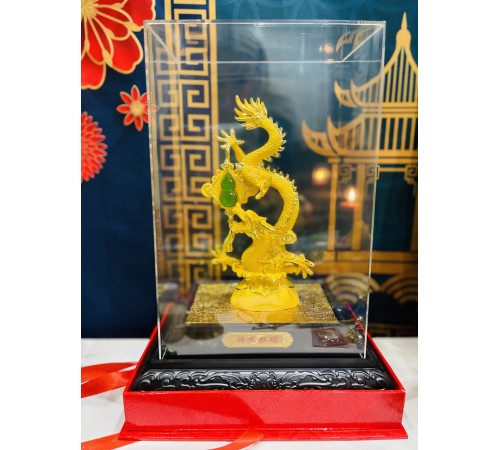 Золотий Містичний Фантастичний Небесний Дракон із нефритовим гарбузом Ву-Лу для Багатства та Здоров'я 27 см