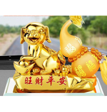 Статуетка Золота Собака для Багатства Достаток, Процвітання, з гарбузом Ву Лу для Здоров'я з цілющою олією