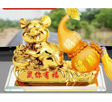 Статуетка Золота Криса для Багатства Достаток, Процвітання, з гарбузом Ву-Лу для Здоров'я з цілющою олією