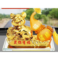 Статуетка Золота Криса для Багатства Достаток, Процвітання, з гарбузом Ву-Лу для Здоров'я з цілющою олією