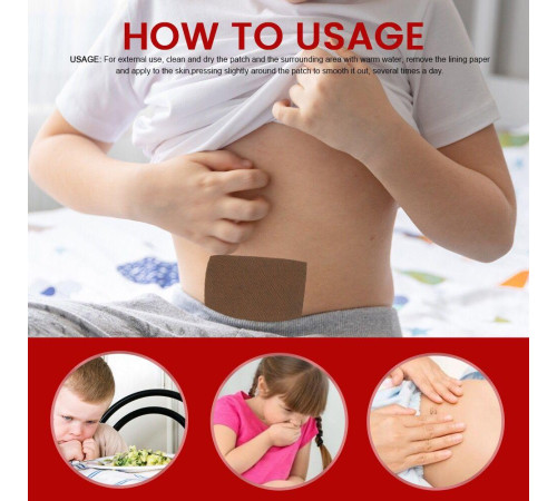 Пластир для терапії метеоризму шлунка, дитячі проблеми з травною системою шлунково-кишкового тракту 6 шт.