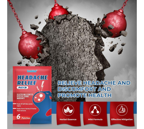 Турмаліновий Пластир від головного болю, запаморочення, мігрень, заспокійливі, покращують якість сну 6 штук