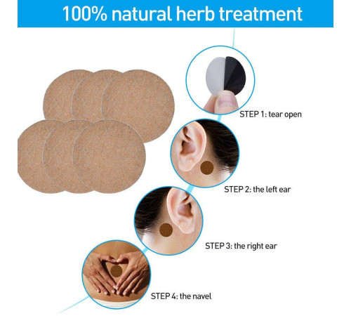 Турмаліновий магнітний пластир від шуму у вухах, від заколисування, від морського хворі 5 шт Вековий Схід