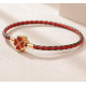 Золотий браслет Чотирилистий конюшина червоний агат для удачі, для успіху та харизми, для багатства та здоров'я