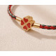 Золотий браслет Чотирилистий конюшина червоний агат для удачі, для успіху та харизми, для багатства та здоров'я