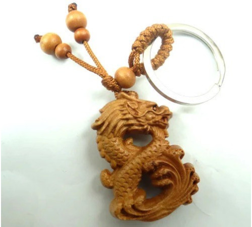 Брелок Дракон Дерев'яний для достатку, удачі, захисту та здоров'я