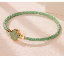 Золотий браслет Чотирилистий конюшиний зелений для удачі, для успіху та харизму, для багатства та здоров'я