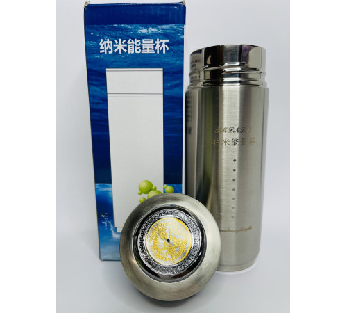 Турмаліновий Стакан із Біофотонами для структурування води срібний із драконом для удачі та здоров'я