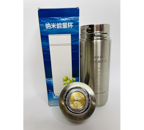 Турмаліновий Стакан із Біофотонами для структурування води срібний із драконом для удачі та здоров'я