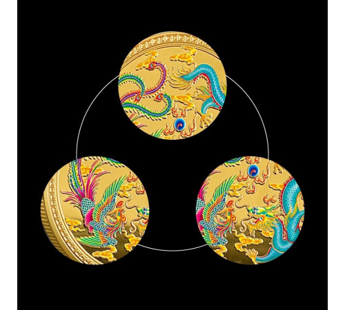 Золота Монета Дракон і Фенікс із мантрою, що виконує бажання, захист вашого здоров'я й грошей