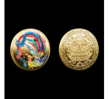 Золота монета Фенікса з Мантрою, що наповнює бажання, Процвітання, гроші, Любов і Здоров'я