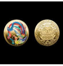 Золота монета Фенікса з Мантрою, що наповнює бажання, Процвітання, гроші, Любов і Здоров'я