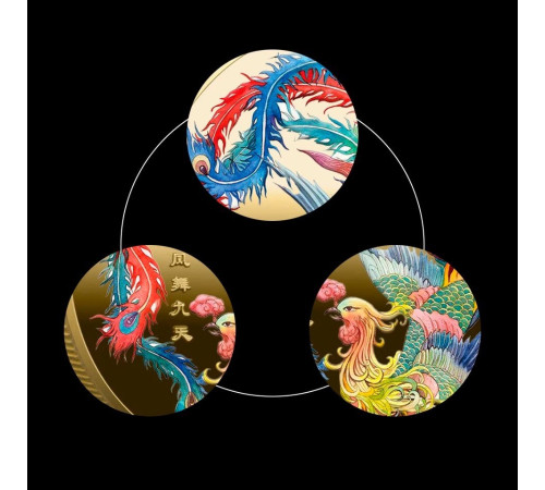 Золота монета Фенікса з Мантрою, що наповнює бажання, Процвітання, гроші, Любов і Здоров'я