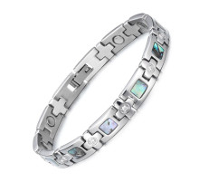 Срібний турмаліновий із перламутром браслет із магнітами, Геліотіс Bio Energy для здоров'я