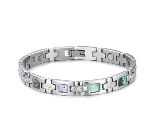 Срібний турмаліновий із перламутром браслет із магнітами, Геліотіс Bio Energy для здоров'я