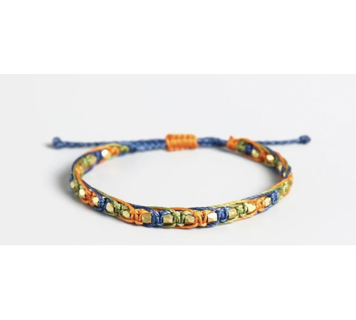 Тибетський Сакральний браслет ручної роботи з трьома нитками та мідними намистинами амулетами на гроші, здоров'я