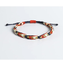 Тибетський Містичний браслет ручної роботи з червоною ниткою та мідними намистинами на здоров'я, гроші,