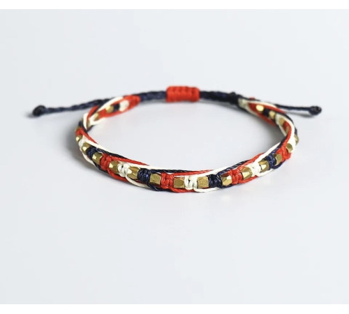 Тибетський Містичний браслет ручної роботи з червоною ниткою та мідними намистинами на здоров'я, гроші,