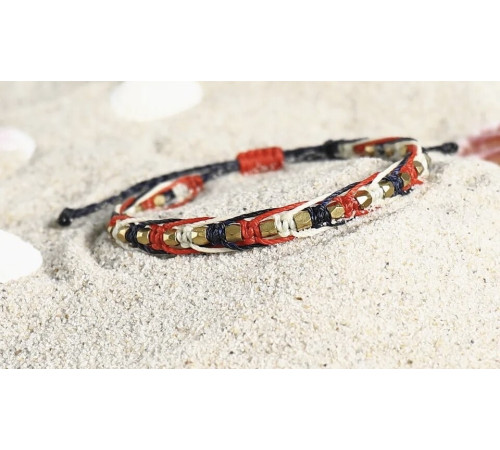 Тибетський Містичний браслет ручної роботи з червоною ниткою та мідними намистинами на здоров'я, гроші,