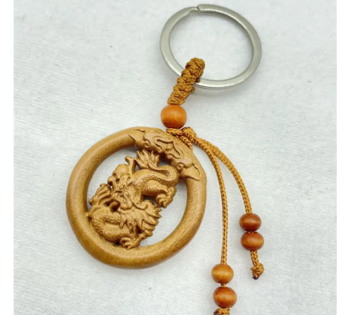 Брелок Дракон Дерев'яний для Багатства, удачі, Захисту та здоров'я