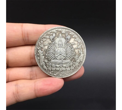 Срібна монета Тисяча Гуань Інь Богиня Милосердя, Захисти та Сповнювальна бажання Тибет
