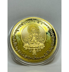 Золота монета Біла Богиня Тара з 8 сприятливими символами для здоров'я дарує довге життя, мудрість удачу