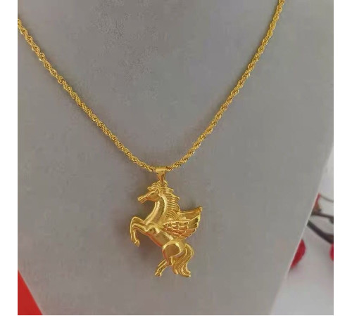 Золота підвіска амулет Кінь Пегас для успіху та Багатства, захищає вас і вашу ауру від недуг