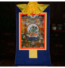 Тибетська Танка 21 Зелена Тара ручної роботи 120Х65 см захист і допомога в усьому, дарує щастя, удачу та гроші