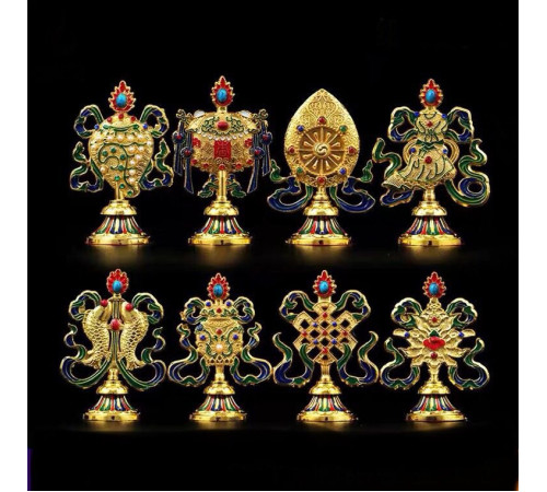 Статуетки Вісім Схвалювальних Символів для дев'ятого 9 періоду Успіх, Удача, Здоров'я, Гроші, Захист Непал