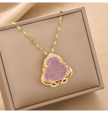 Золота підвіска Хотей бог багатства з рожевим турмаліном, символ веселощів і достатку Swarovski