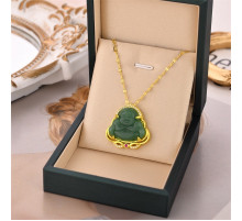 Золота підвіска Хотей бог багатства із зеленим турмаліном, символ веселощів і достатку Swarovski