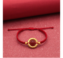 Тибетський браслет з Червоним Агатом Шар Сфера для потоку удачі, Здоров'я Довголітня, Денег у 9 періоді та Успіху