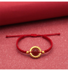 Тибетський браслет з Червоним Агатом Шар Сфера для потоку удачі, Здоров'я Довголітня, Денег у 9 періоді та Успіху