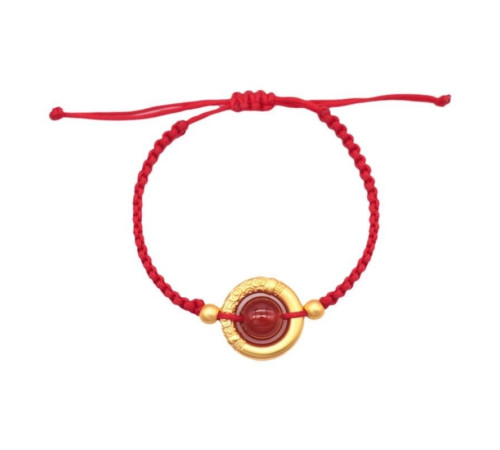 Тибетський браслет з Червоним Агатом Шар Сфера для потоку удачі, Здоров'я Довголітня, Денег у 9 періоді та Успіху