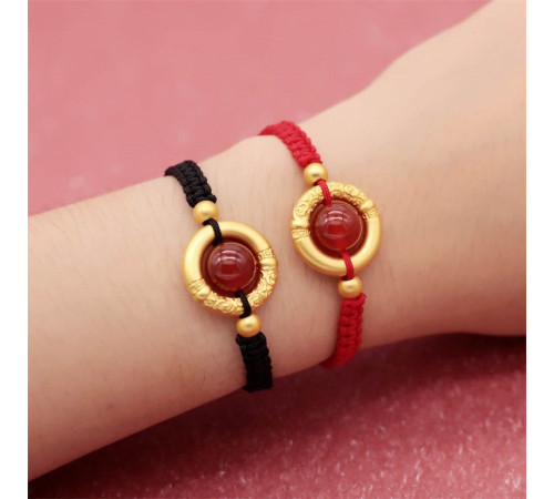 Тибетський браслет з Червоним Агатом Шар Сфера для потоку удачі, Здоров'я Довголітня, Денег у 9 періоді та Успіху