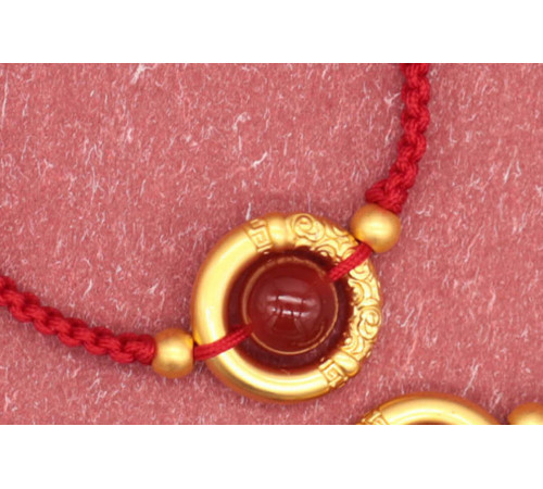 Тибетський браслет з Червоним Агатом Шар Сфера для потоку удачі, Здоров'я Довголітня, Денег у 9 періоді та Успіху